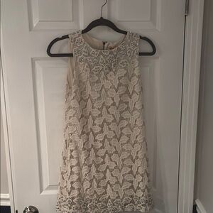 Alice + Olivia Cream Embellished Mini Dress